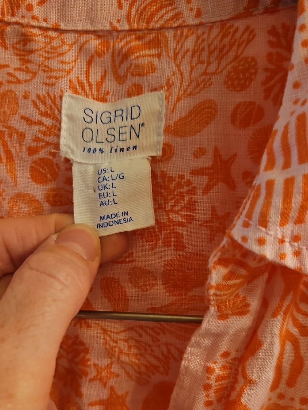 Sigrid Olsen Linen Coastal Tunic Button Down, L, Coastal Grandma, Euro, Swim - Picture 4 of 12